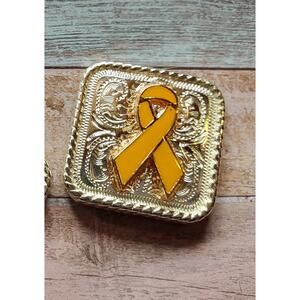 Yellow ribbon awareness screwback concho, cancer ribbon wild rag slide  concho,